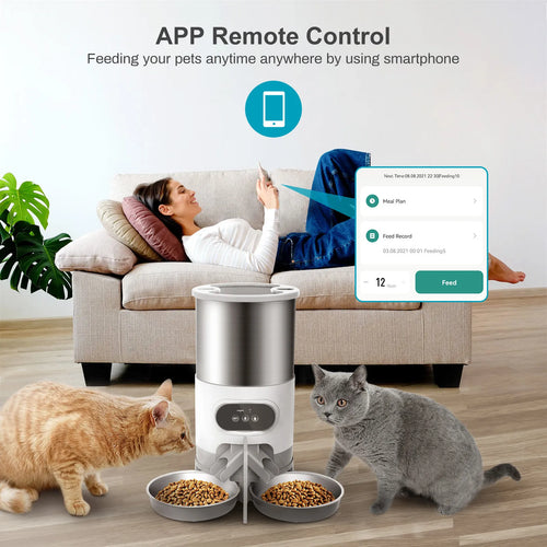 45L Automatic Dog Feeder with App Control, Voice Recording & Dual Bowls – Timed Meals