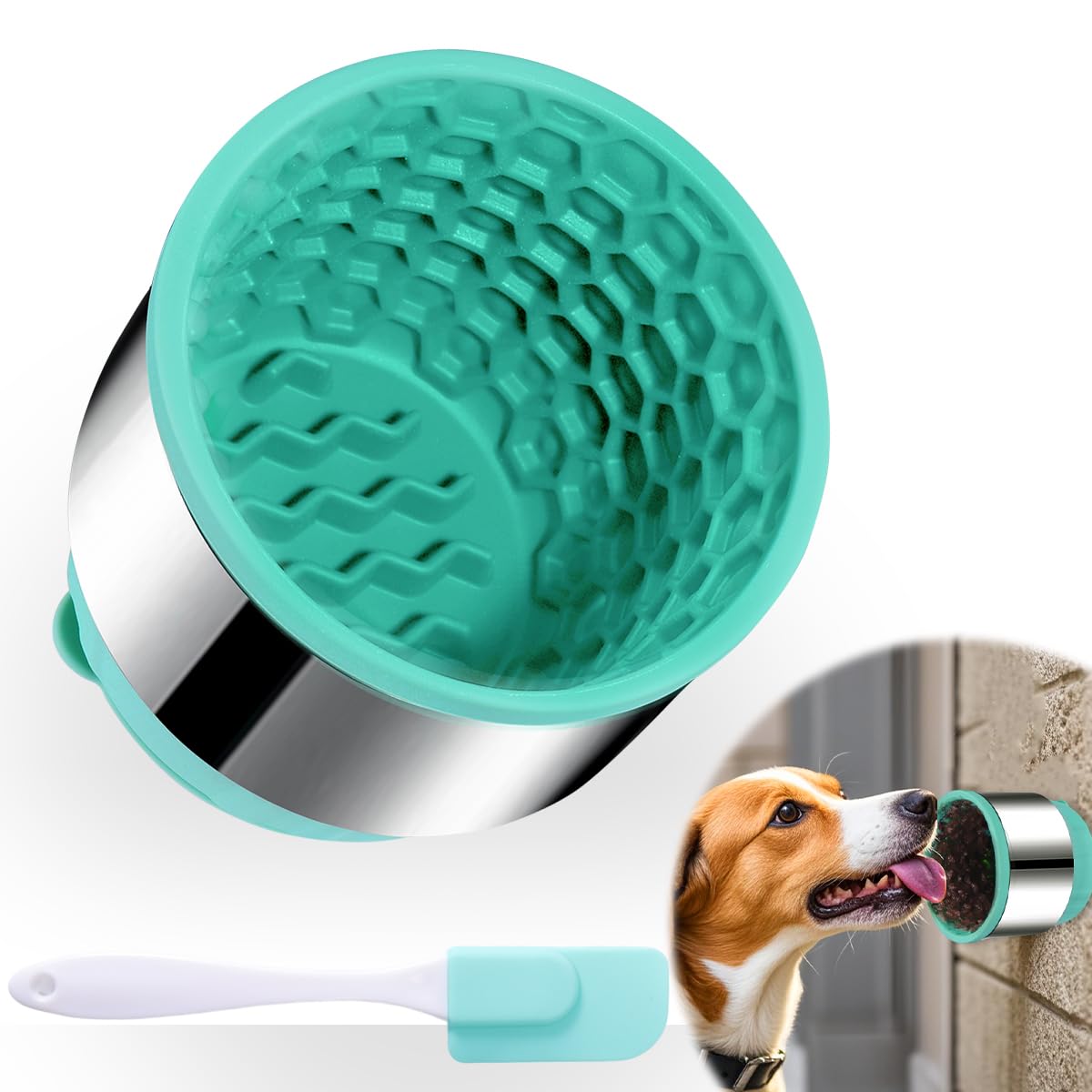 2 in 1 Slow Feeder Dog Bowl with Lick Mat - Slow Eating + Anxiety Relief for Dogs